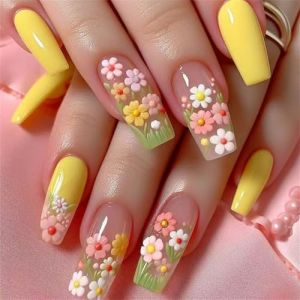 Presse carrée courte sur ongles Conseils français Faux ongles Couverture complète Absence de motifs floraux Baguette acrylique artificielle (sheQImaoYI, neuf)