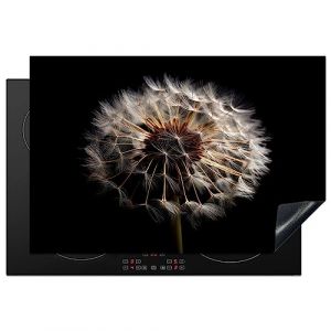 KitchenYeah© Protection Pour Plaque Induction 76x51 cm Deco Cuisine Protégé Cache De Cuisson Vitroceramique Fleurs - Nature - Pissenlit - Noir - Portrait (KitchenYeah, neuf)