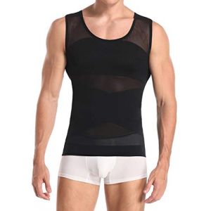 Derssity Débardeur de Compression Homme Maillot de Corps Minceur Ventre Plat T-Shirt sans Manche Gainant Minceur sous-vêtements Body Shaper(B,XXL) (Derssity, neuf)