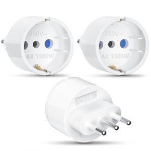 Adaptateur Prise Italie 3 pièces Adaptateur de Voyage Italie, Adaptateur de Prise Italie Prise de Voyage Adaptateur Italie Prise Adaptateur Italie Europe/Allemagne vers Prise de Voyage Italie (Obllemn-EU, neuf)