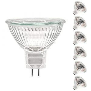 ETUOLMP Ampoule Halogène GU5.3 20W 12V, Ampoule MR16 Dimmable 280LM 2700K Blanc Chaud, Ampoule Halogene 2 Broches Couvercle en Verre pour Plafonnier, Pack de 6 (panyudashi, neuf)
