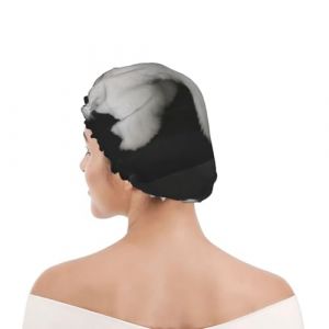 Bonnet de douche pour femmes et hommes UK réutilisable imperméable avec élastique imprimé Bichon frisé Chiens blancs Animaux de compagnie Chiens Bichon frisé (iuoighuipyuiyp, neuf)