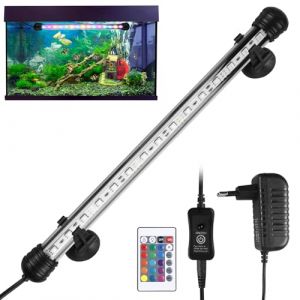 WIYETY &Eacute;clairage d'aquarium de 28 cm - Avec t&eacute;l&eacute;commande - Couleur r&eacute;glable - IP68 - Enti&egrave;rement &eacute;tanche - &Eacute;clairage LED d'aquarium - Convient pour les plantes d'aquarium et les poissons (CAUSEWAY CONSTRUCTINO, neuf)