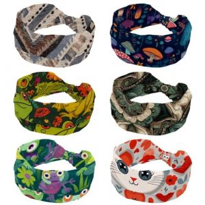 Lot de 6 bandeaux doux en forme de champignon color&eacute; pour femme, larges bandeaux antid&eacute;rapants pour yoga, fitness, voyage, gym, accessoires pour cheveux (Galens, neuf)