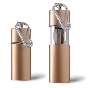 Cendrier portable, cendrier de poche &eacute;tanche aux odeurs en alliage de zinc, cendrier nomade avec couvercle et grande capacit&eacute; 3,2x8,5cm/1,26x3,35inch pour voiture voyage camping (or) (H-FLY, neuf)