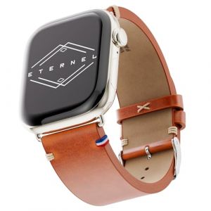Eternel - Logan Vintage Bracelet mythique - Compatible toutes Apple Watch - 41/42mm - Fait main en France - Tannage végétal - Miel - Adaptateurs acier inoxydable (Éternel bracelets, neuf)
