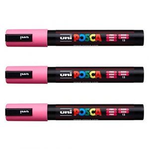 Posca Lot de 3 marqueurs PC-5M Uni-Ball (gamme complète de 35 couleurs disponibles) rose (OMGHC., neuf)