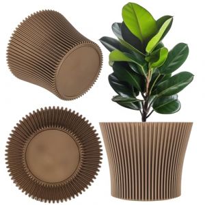 KADAX Cache-pot en plastique, pot de fleurs au design moderne, pot pour plantes d'intérieur, pot à herbes, pour l'intérieur et l'extérieur (doré, 17 cm) (KADAX, neuf)