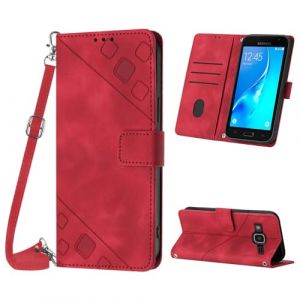 Mo-Beauty Coque pour Samsung Galaxy J3 2016/ J310, PU Leather Flip Portefeuille &Eacute;tui en Cuir, [3 Porte Cartes] [Fermeture magn&eacute;tique] [Bandouli&egrave;re R&eacute;glable] Coque pour Samsung J3 2016 - Rouge (Yellow & Valley, neuf)