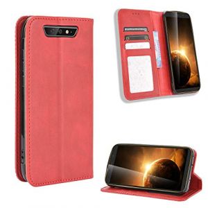 Coque pour Blackview BV5500 &Eacute;tui &agrave; Rabat en Cuir PU Portefeuille Housse Simili Cuir Flip Cover Magn&eacute;tique Anti-Choc avec Fonction Stand Etuis Compatible avec BV5500,5500 Pro,5500 Plus, Rouge (BaiFu-EU, neuf)