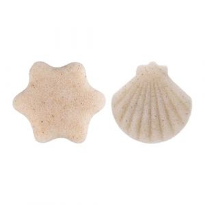 IMIKEYA Lot de 2 &Eacute;ponges Exfoliantes Visage en Poudre de Noix Forme Hexagonale et Coquillage R&eacute;utilisables pour Nettoyage Doux &Eacute;limination S&eacute;bum et Maquillage Soin Quotidien Peau (Elsy Abbas, neuf)