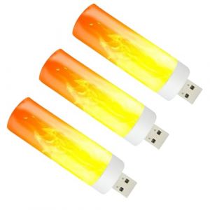 Lumi&egrave;re &Agrave; Effet De Flamme LED - Ampoule &Agrave; Flamme LED Rechargeable, Lumi&egrave;re D'&eacute;tincelle USB, Feux De Chemin&eacute;e Pour La Chambre, D&eacute;coration De Barre De F&ecirc;te | 3,4 X 0,9 Po, Lanterne De Feu D'effet De (yimmeo, neuf)