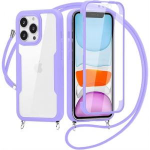 Belzsxy Coque avec Cordon pour iPhone 7 Plus/iPhone 8 Plus, Collier Ajustable,Coque Antichoc Housse avec Protection &eacute;cran, 360&deg; Protection Case Robuste Double Bumper Etui Int&eacute;grale (Violet) (Belzsxy, neuf)