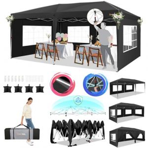 Hoteel Barnum Tonnelle Pliante 3x6 Imperm&eacute;Able avec 6 Parois Lat&eacute;Rales Barnum Pliant 3x6 Professionnel Tonnelle De Jardin Exterieur Chapiteau avec 4 Sacs De Sable Et Sac De Transport (Dantongcanopy, neuf)