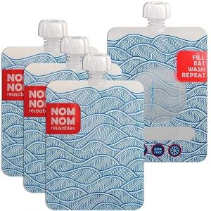 Nom Nom Kids Lot de 4 sachets &agrave; yaourt r&eacute;utilisables - 250 ml (Nom Nom Kids, neuf)