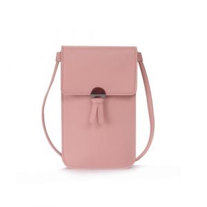Narunii Sac &agrave; bandouli&egrave;re Femme,Mini Pochette pour t&eacute;l&eacute;phone Portable avec en Cuir PU Transparent pour &eacute;cran Tactile Verrouillage D'amour (Rose Clair-Style 2) (dizekeji, neuf)