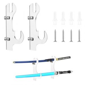 SRTSTR 1 Paire Support Katana Mural Porte Katana 2 Niveaux Support Sabre Crochets Support d'épée en Acrylique pour Tanto Rapier Laser Saber Samurai Sword Wakizashi épée Présentoir (Transparent) (YIDEGUANG, neuf)