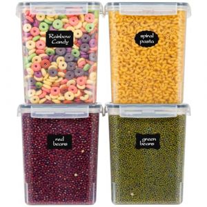 MUUKAIII 5,2L Boite Rangement Cuisine Lot de 4, Bo&icirc;te Hermetiques Alimentaires en Plastique Sans BPA, Organiseur de Cuisine pour Farine Sucre Cereales P&acirc;tes, Boite de Conservation Alimentaire (SOFT SMILE LIMITED, neuf)