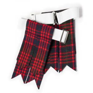 Flashes pour chaussettes de kilt pour hommes avec boucles lourdes ajustables, chaussettes unies et &agrave; carreaux pour kilt/Garter en laine acrylique pointu, Macdonald, taille unique (Eagle Threads, neuf)