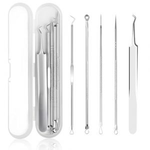 LOPHE Extracteur Points Noirs Professionnel - Kit 5-en-1 Tire Comedon pour Retire Comédons, les Boutons et les Pustules - Kit Extracteur en Acier Inoxydable avec Boite - Soin Visage à Domicile (Botoo, neuf)