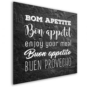 murando - Crédence Verre Cuisine 60x60 cm - Plaque Anti-Projection - Couvercle Anti-éclaboussures crédence - Revêtement Carreaux - Plaque en Verre trempé - Bon Apetit Noir Blanc m-C-0336-aq-a (murando, neuf)