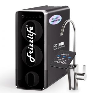 Filtre &agrave; eau &agrave; osmose inverse Frizzlife 1200GPD, NSF/ANSI 42&58&372, syst&egrave;me RO sans r&eacute;servoir &agrave; 11 &eacute;tapes, sous &eacute;vier, rapport pur/drainage de 3:1, robinet intelligent, r&eacute;duction des PFAS, PD1200 (Frizzlife solutions, neuf)