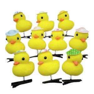 Ensemble d'épingles à cheveux de canard jaune, petits bonnets d'animaux de canard de dessins animés, pinces à cheveux de canard, canard jaune avec épingles à cheveux rose/chapeau/nœud papillon (ouasbuy, neuf)