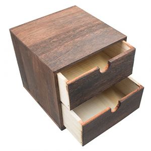 Organisateurs de Bureau en Bois avec 2 tiroirs Casier de Rangement Fournitures de bureau Organisation des Cosmétiques Carbonisation des espaces de bureaux à domicile 18x18x17cm (XiyaxiVici Direct, neuf)