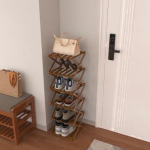 Meuble a Chaussures Exterieur Imperm&eacute;able,Meuble Chaussure Bois, Range Chaussure, &Eacute;tag&egrave;re &agrave; Chaussures Haute et &Eacute;troite for Entr&eacute;e, Dortoir, sous Le Lit,25*25*105cm (6) (Couleur bois gris fonc&eacute;) (Hechheu, neuf)