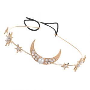 ELAYARD Bandeau Perl&eacute; &Eacute;toile Lune &Eacute;lastique Flexible avec Ornements G&eacute;om&eacute;triques et Strass Bijoux de T&ecirc;te pour Mariage et Festivals Accessoire Chic pour Femmes (Heyyii, neuf)