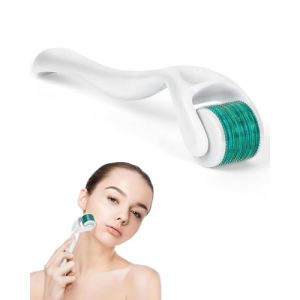 HUVZOR Derma Roller, Dermaroller, 540 aiguilles en titane de 0,5 Mm,Rouleau Derma pour hommes,Stimuler la croissance de la barbe et des cheveux,Es vergetures et les rides (Volumetech OU, neuf)