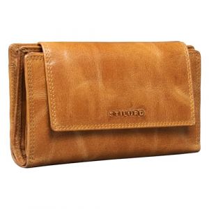 STILORD 'Ira' Portefeuille Femme Cuir RFID Porte-Monnaie Vintage avec Protection NFC Porte-Carte Bancaire Bourse Monnaie R&eacute;tro Pochette en Cuir V&eacute;ritable, Couleur:Perugia - Marron (STILORD Cuir, neuf)