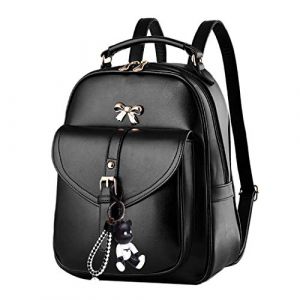 DEERWORD Femme Sac a Dos Sacs à Main Portés Bandouliere Feminin Ados Original PU Cuir 5255 1pc Ensemble Noir (WUJUNWEI LTD, neuf)