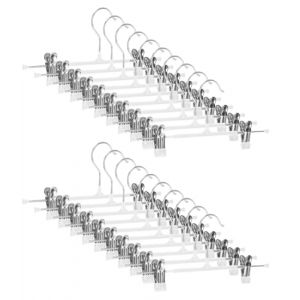 Lot de 20 Cintres Porte-Pantalons Métal, Cintre Pantalon 30cm, avec Deux Antidérapante Clips, cintres Pantalons, Crochet pivotant à 360°, Cintre Jupe pour Pantalon Jupes Vêtements, Blanc (STANILA FOYA SHOP S.R.L., neuf)