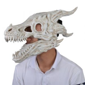 Couverture de visage de dragon en latex - Couverture intégrale en os de dragon d'horreur de simulation,Fournitures de fête de couverture de visage de squelette de dinosaure pour la soirée à thème d'Ha (zhiyuziqin, neuf)
