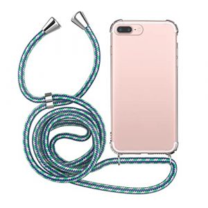 MyGadget Coque Cordon pour iPhone 7 Plus | 8 Plus - Cover Bumper Silicone Transparent avec Collier - Case Tour de Cou - Protection Anti Choc - Lani&egrave;re Bleu Camouflage (DBSW Trading GmbH, neuf)