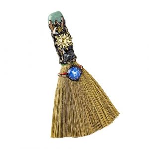 Balai d'autel de sorci&egrave;re en Cristal &ndash; Balai Magique de sorci&egrave;re Fait Main, avec des Cristaux naturels d'am&eacute;thyste pour la gu&eacute;rison et des Signes du Zodiaque, M&eacute;ditation & Gu&eacute;rison (B&eacute;lier) (KUANGLIN-EU, neuf)