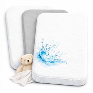 Drap Housse Cododo 50x83cm (Lot de 2) + 1 Al&egrave;se Imperm&eacute;able Prot&egrave;ge Matelas - Set 2+1 Draps Cododo 100% Coton et Al&egrave;se 100% Imperm&eacute;able - Oeko-TEX (Blanc/Gris, 50 x 83 cm) (VRC Products France, neuf)