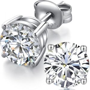 Boucles d'oreilles en argent pour femmes et hommes,Boucle doreille Homme Diamant,Boucle d'oreille Carré Zircone Cubique 3mm (jiamiaoi, neuf)