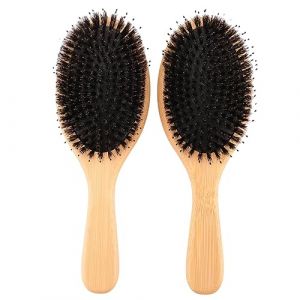 Ptdfjspt 2 Pcs Brosse Brosse &agrave; Cheveux en Poils de Sanglier Peigne Peigne en Bambou avec &Eacute;pingles en Nylon Brosse D&eacute;m&ecirc;lante en Bambou Brosse D&eacute;m&ecirc;lante Ajoutant de la Brillance Brosses Quotidien (Tingfatedianzi, neuf)