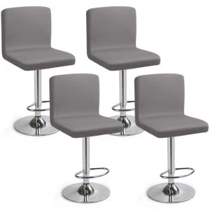 Housses de Chaise de Bar Extensible,Lot de 4 Housse de Chaise de Salle &agrave; Manger de Bar Universel Housse de Tabouret de Bar avec Dossier Housse Chaise de Bar pour Pub Cuisine Caf&eacute;(Gris, Lot de 4) (Eckonaver, neuf)