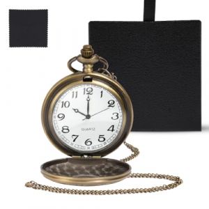 OFFCUP Montre Gousset Vintage, Montre de Poche Vintage Homme Montre Gousset R&eacute;tro &agrave; Quartz avec Cha&icirc;n, Ancienne &agrave; Chiffres Romains Mode Montre en Alliage Cadeau Anniversaire pour Homme（Cuivre） (HOOCHE, neuf)