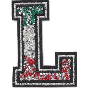 &Eacute;cusson Patch Badge strass Brod&eacute; ecusson lettre alphabet thermocollant lettres en strass 8-10 cm L ITALIA (B2SEE LTD avec TVA francaise et livraison LaPoste, neuf)