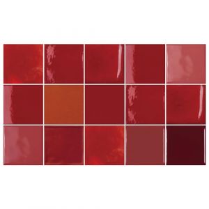 Ulticool Lot de 15 autocollants imperm&eacute;ables pour carrelage - Rouge bordeaux rose - 15 x 15 cm - Autocollants pour carrelage - Bord mural salle de bain - Cuisine murale cuisine (Ulticool, neuf)