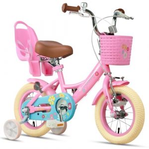 Glerc 12 Pouces vélo pour Enfants pour 12, 3, 4 Ans Petite Fille Mignon vélo avec Roue de Support de Panier et Cloches Rose (BikeJune-EU, neuf)