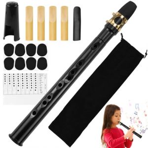 Mini Saxophone Portables Pocket Sax Kit Saxophone de Poche Noir Avec Anche Saxophone Bec Saxo Sac de Transport Coussinet de Dents Tableau Doigt&eacute;s Instrument de Musique pour Enfant Adulte D&eacute;butants (BINYI, neuf)