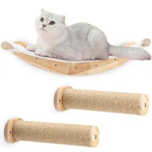 Arbre a Chat Mural,Mur d'escalade en Sisal,Hamac Mural pour Chat avec Zone De Couchage（3 Pièces）,Ultra Stable,Stable Et Grand,Bois Naturel,Convient à Tous Les Chats Et Chatons De La Bonne Taille (taoxin oz, neuf)