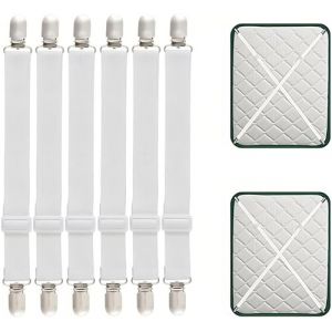 wirsindeins Lot de 6 tendeurs de draps élastiques réglables avec clips en métal pour draps, matelas, housse de table à repasser ou canapé de 65 à 250 cm (wirsindeins, neuf)
