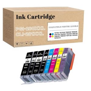 Cartouche d'encre PGI-280XXL CLI-281XXL Compatible pour Canon TS702 TR7520 TR8520 TR8620 TS6120 TS6220 TS6320 TS8120 TS8220 TS8320 TS9120 TS9520 TS9521C 8Pack (GJKLLI, neuf)