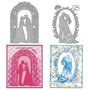 MAYJOYDIY Matrices de D&eacute;coupe en M&eacute;tal pour Couple de Mariage D&eacute;coupes Romantiques pour Mari&eacute;s Mod&egrave;le de Gaufrage de Lettres D'Invitation pour la Fabrication de Cartes le Scrapbooking D&eacute;coration (MAYJOYDIY EU, neuf)